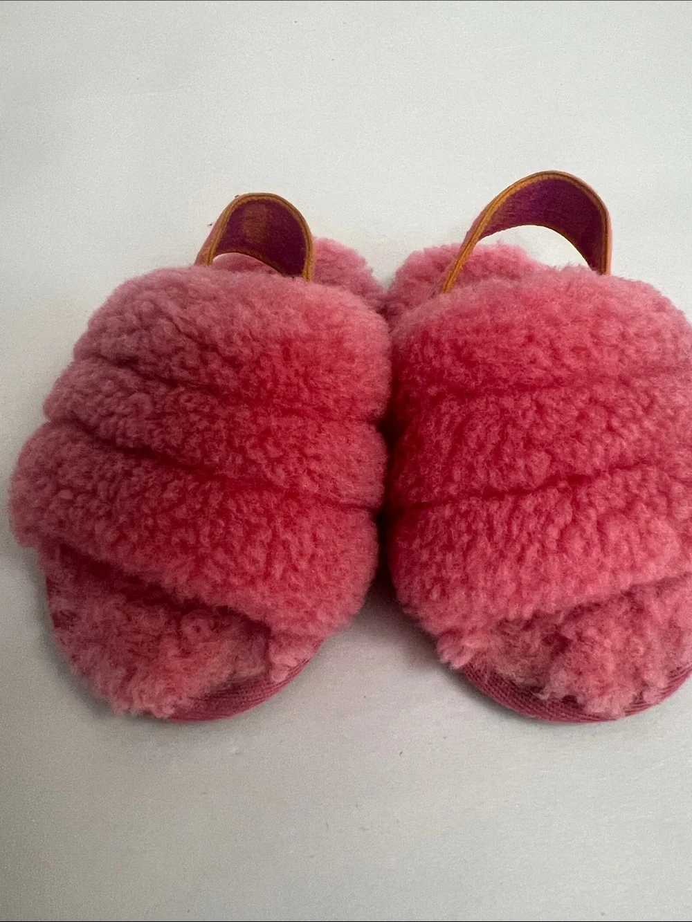 UGG Kids Coral Pink Fluff Slide Sandals Sz 6